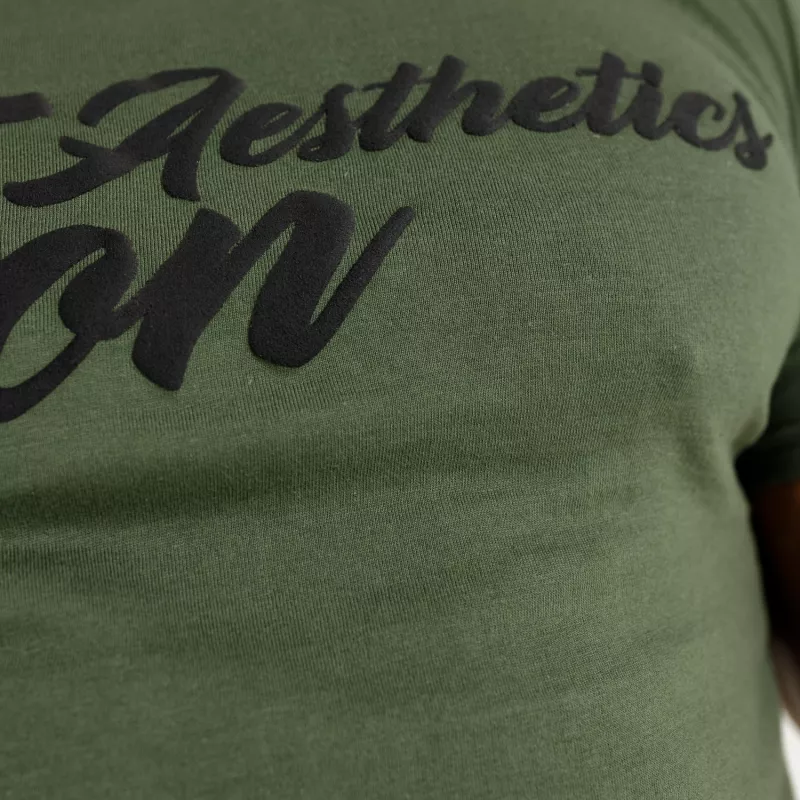 Pánské fitness tričko Iron Aesthetics Puff, vojenská zelená-5