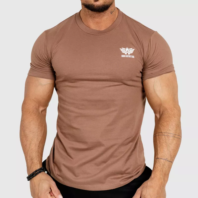 Pánské fitness tričko Iron Aesthetics Resist, hnědé-1