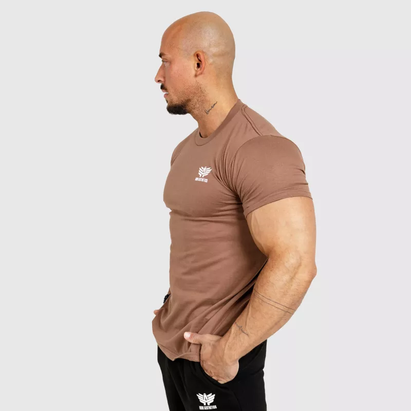 Pánské fitness tričko Iron Aesthetics Resist, hnědé-4