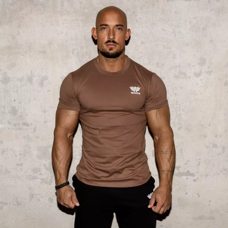 Pánské fitness tričko Iron Aesthetics Resist, hnědé-5