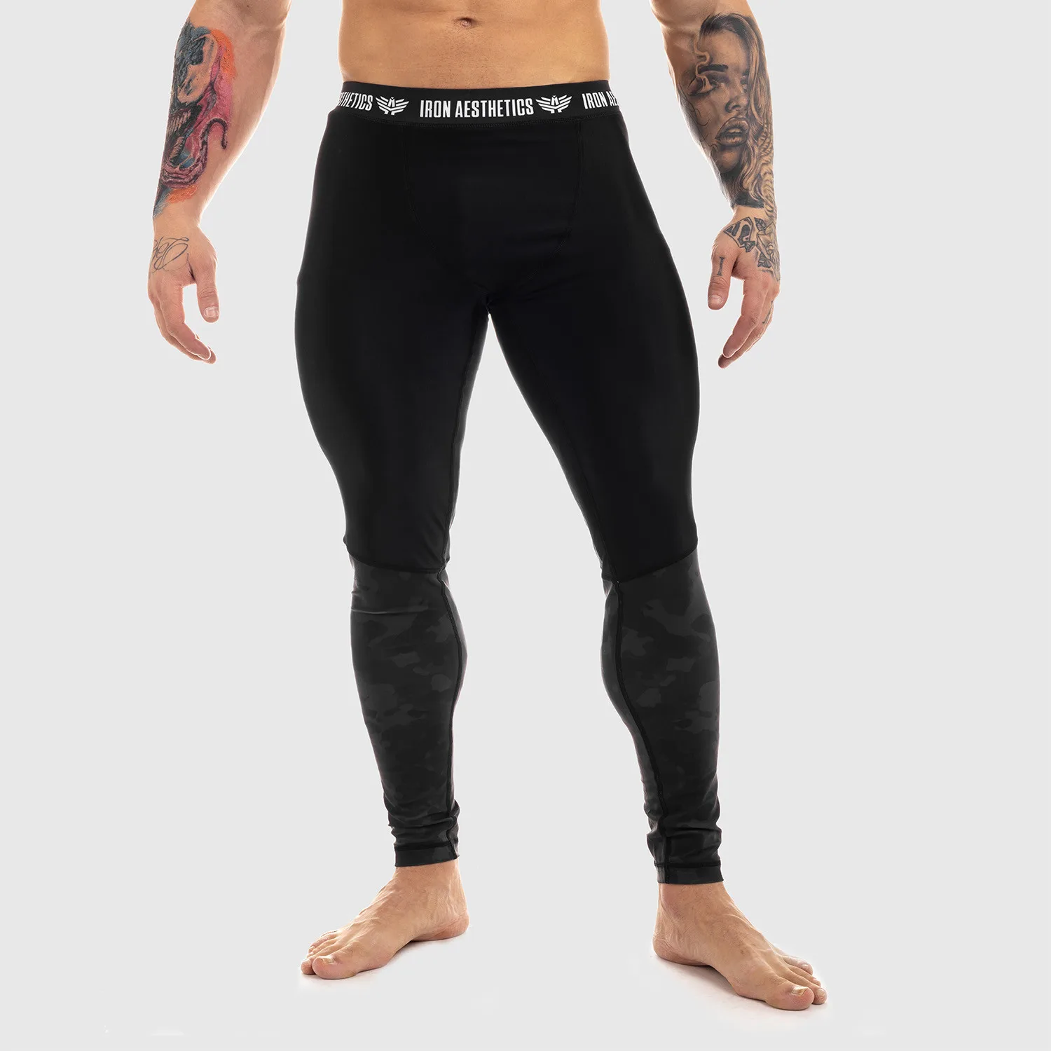 Pánské legíny Iron Aesthetics Black Camo-1