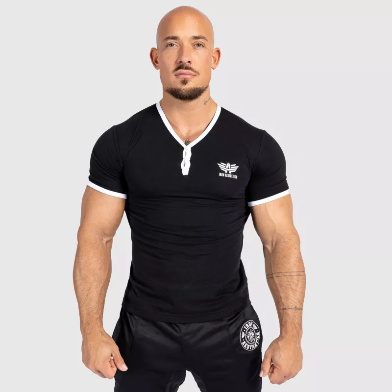 Pánské tričko Iron Aesthetics Y-neck, černé-4