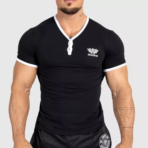 Pánské tričko Iron Aesthetics Y-neck, černé