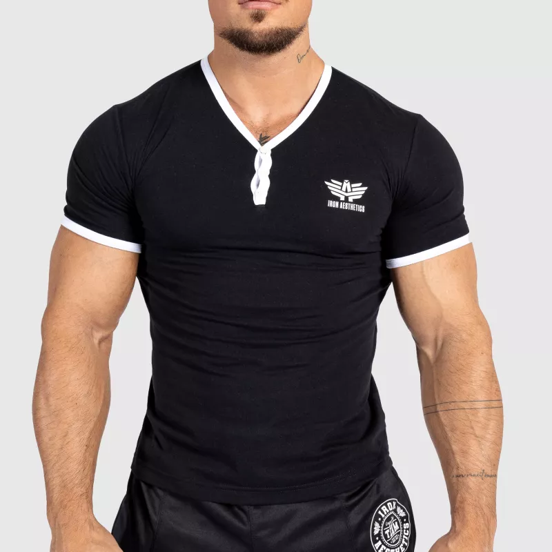 Pánské tričko Iron Aesthetics Y-neck, černé-1