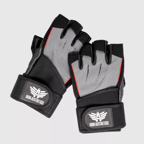 Fitness rukavice Iron Aesthetics Leather Beast, šedé