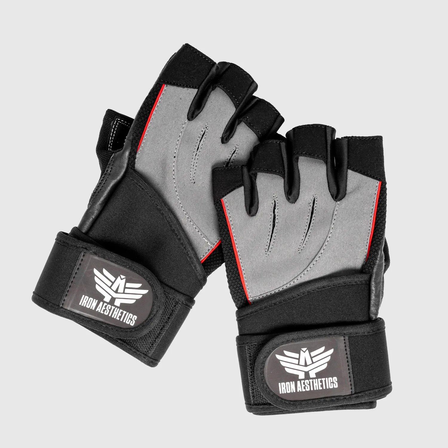 Fitness rukavice Iron Aesthetics Leather Beast, šedé-1