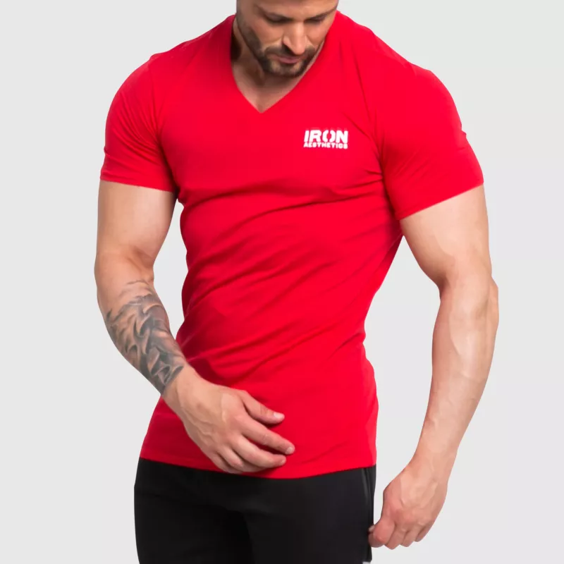 Pánské fitness tričko Iron Aesthetics Explore, červené-1