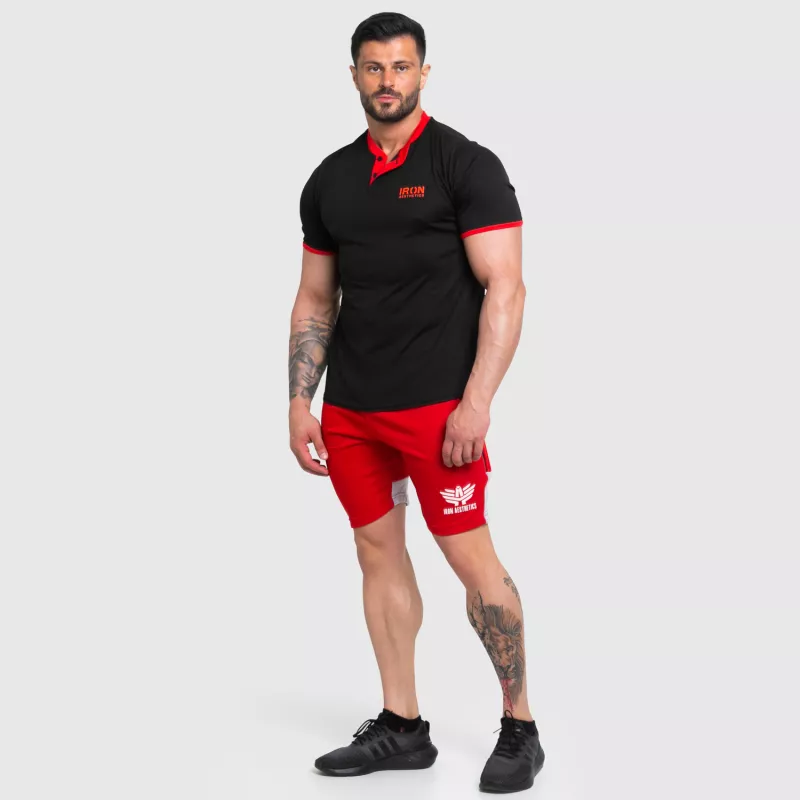 Funkční sportovní tričko Iron Aesthetics Collar, black/red-6