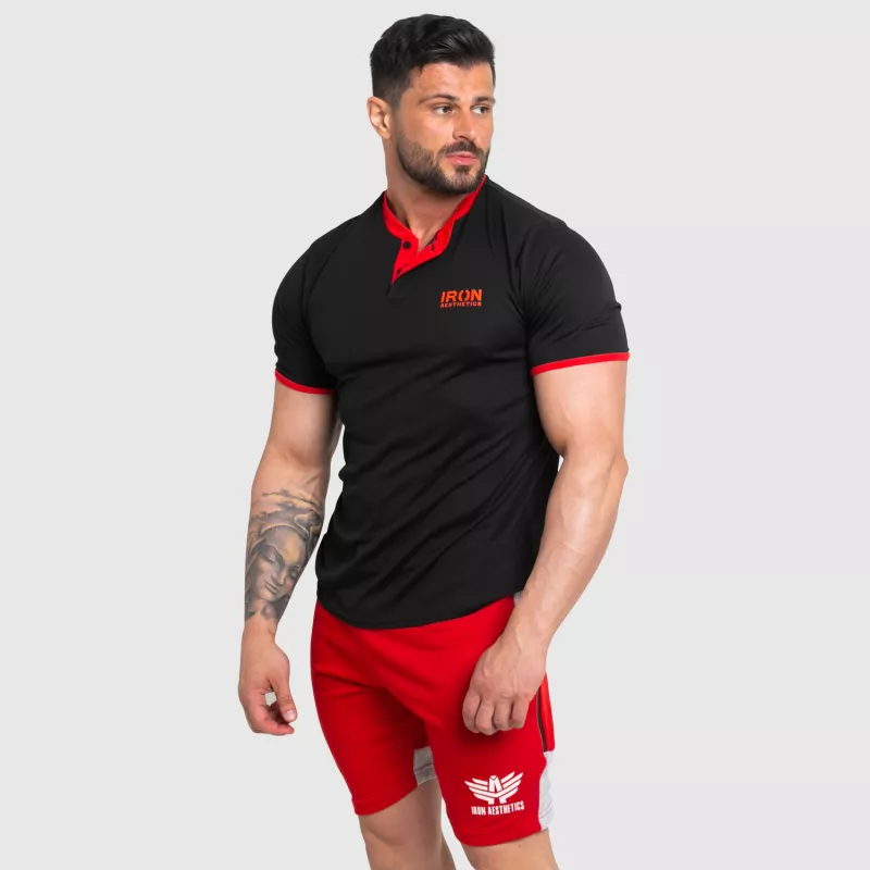 Funkční sportovní tričko Iron Aesthetics Collar, black/red-7
