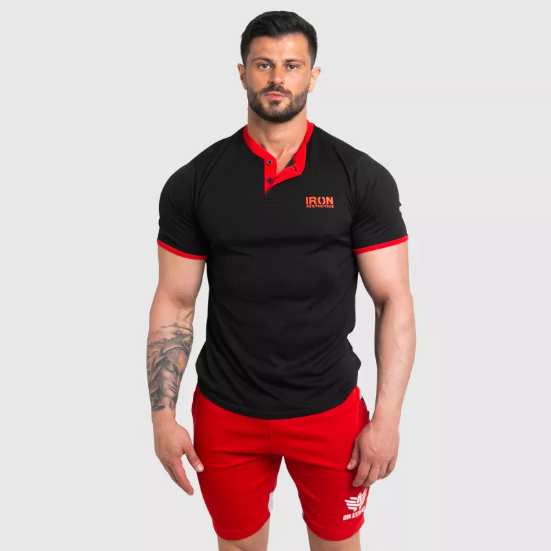 Funkční sportovní tričko Iron Aesthetics Collar, black/red-4
