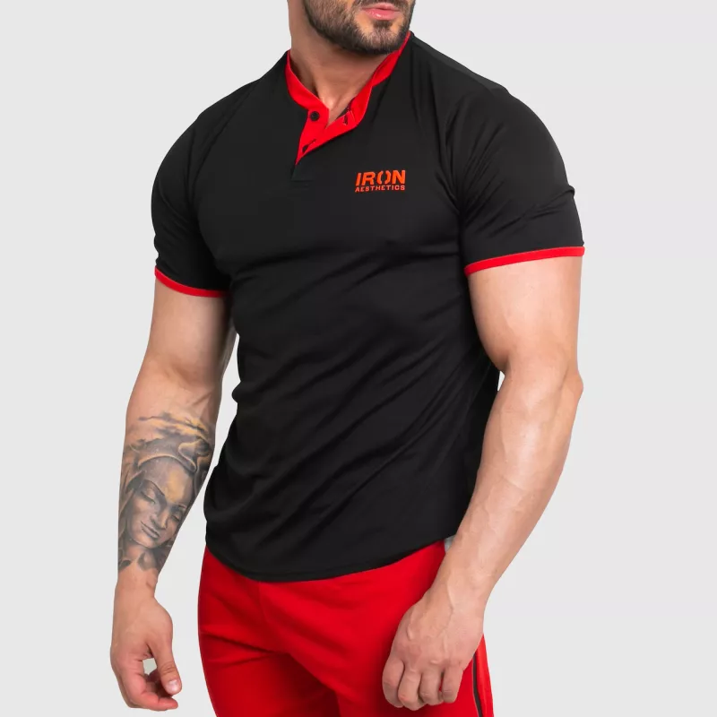 Funkční sportovní tričko Iron Aesthetics Collar, black/red-1