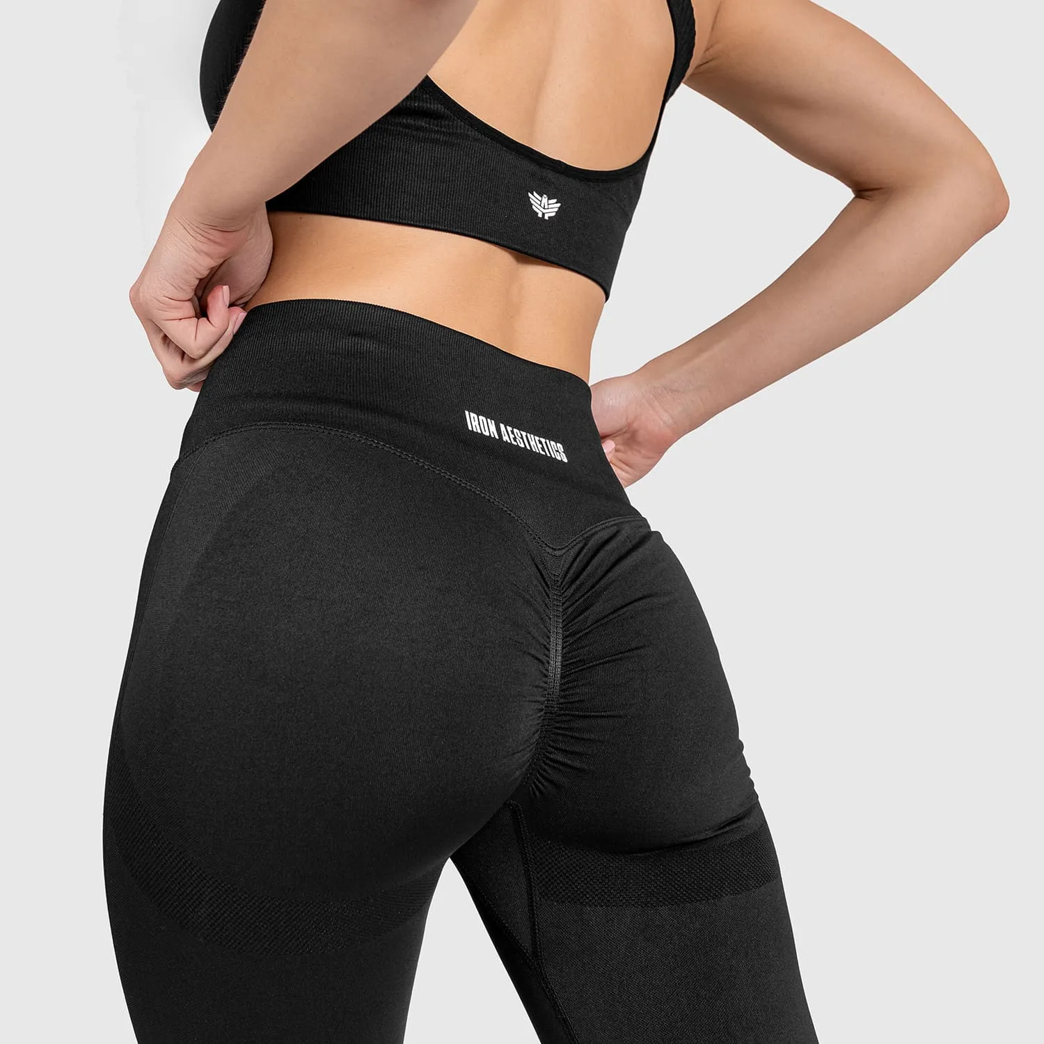 Bezešvé legíny Iron Aesthetics Seamless Butt, černé-1
