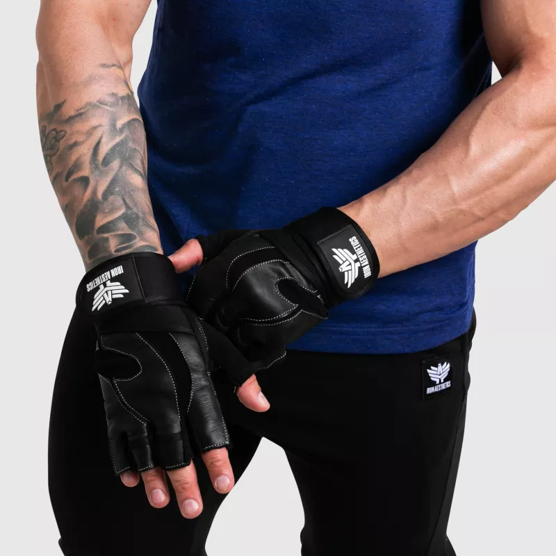 Fitness rukavice Iron Aesthetics Leather Lift, černé-6