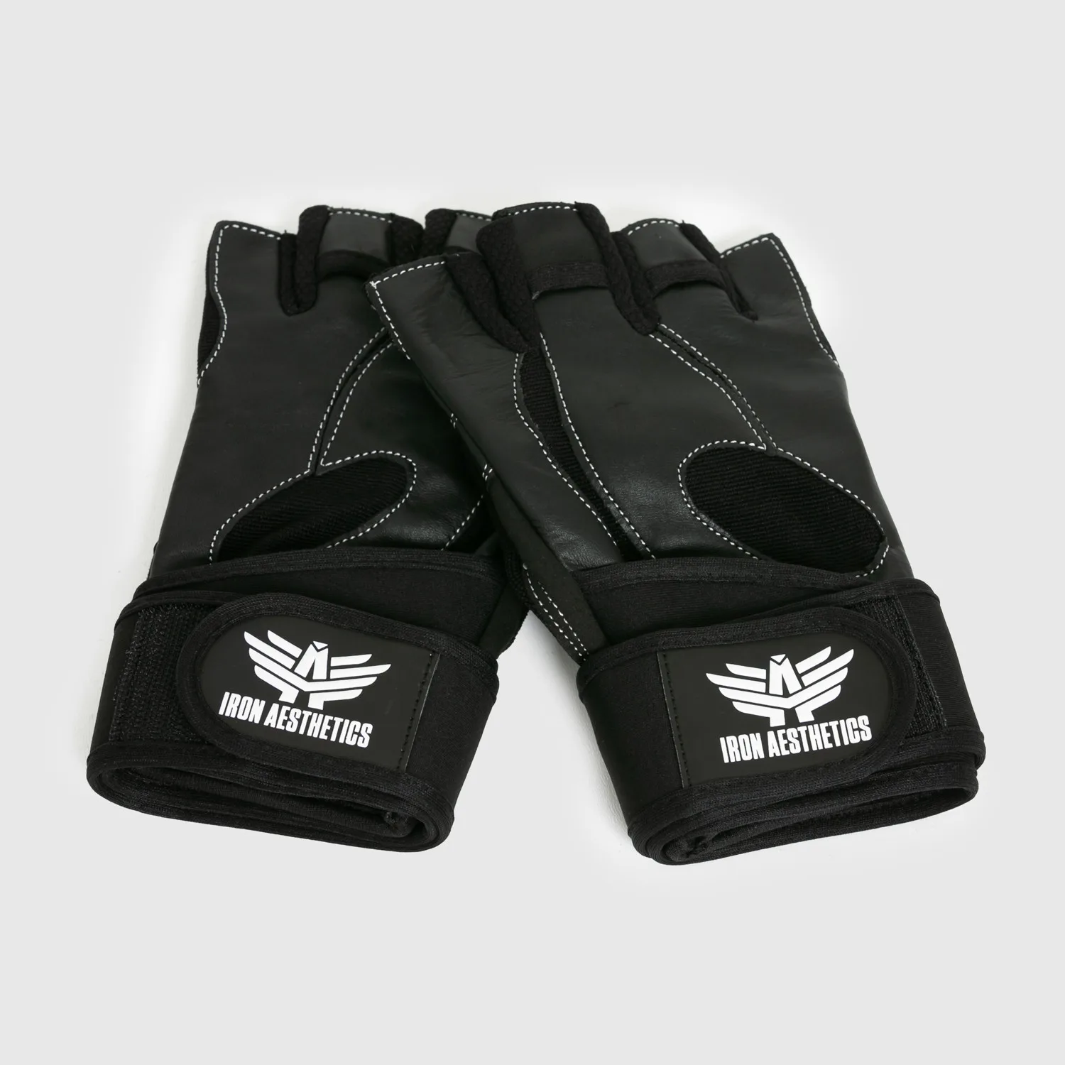 Fitness rukavice Iron Aesthetics Leather Lift, černé-1