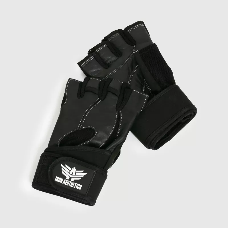 Fitness rukavice Iron Aesthetics Leather Lift, černé-3
