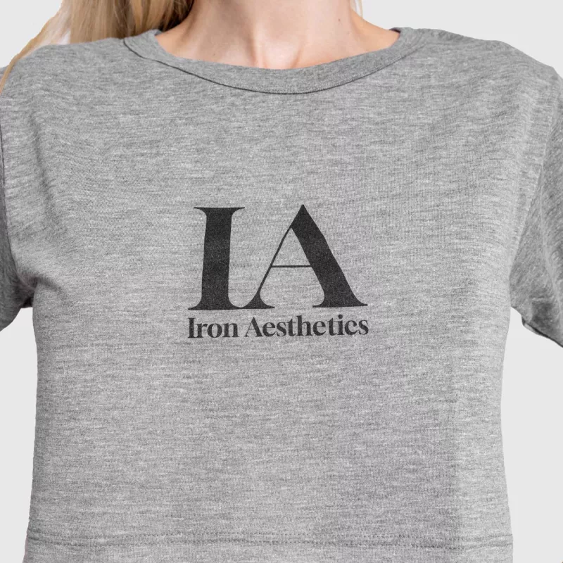 Dámské sportovní tričko Iron Aesthetics Crop Top, šedé-5