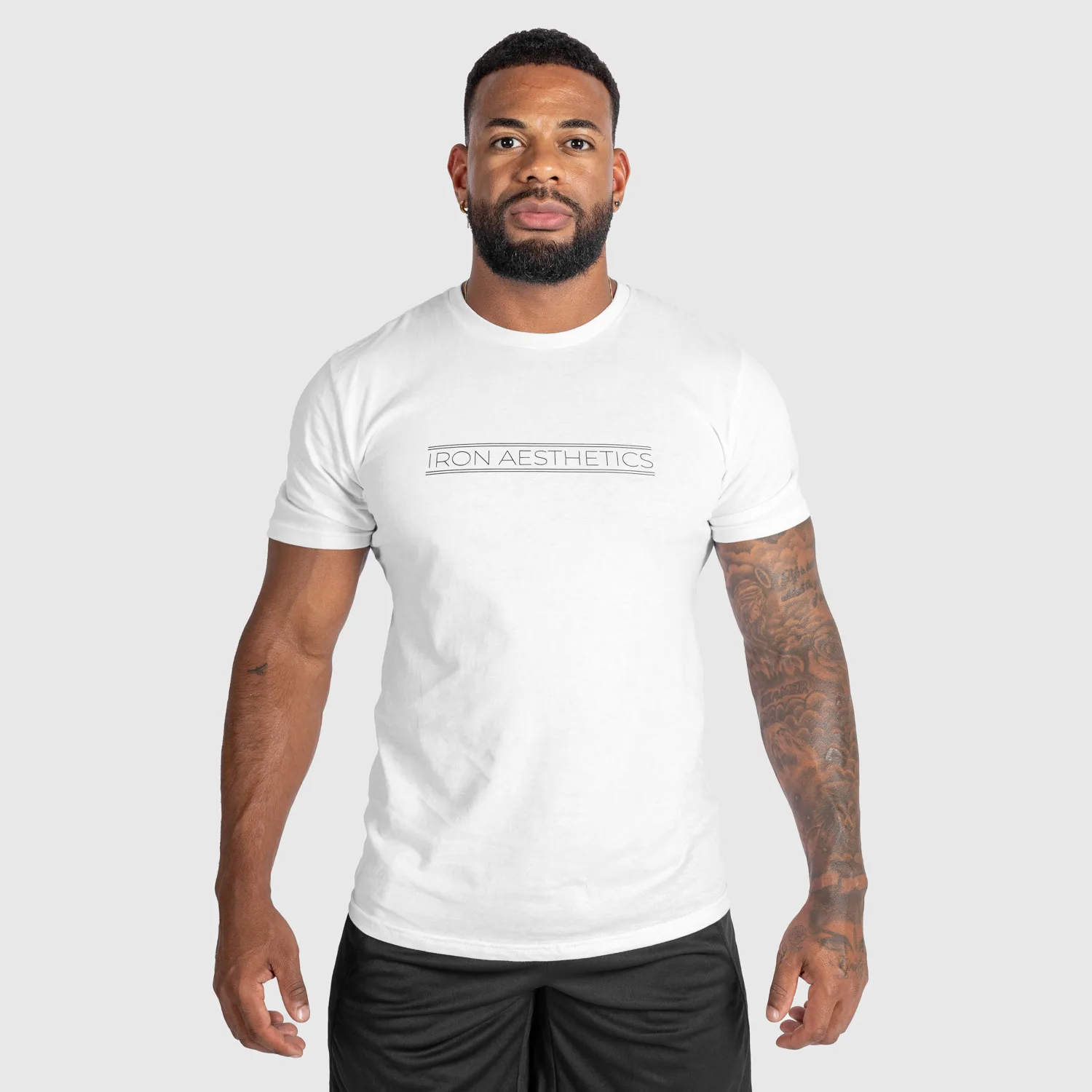 Pánské fitness tričko Iron Aesthetics Glam, bílé-1