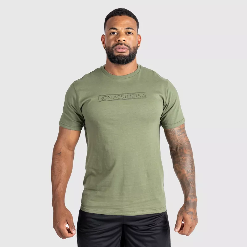 Pánské fitness tričko Iron Aesthetics Glam, vojenská zelená-3