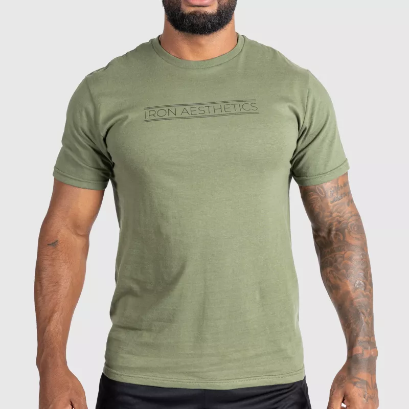 Pánské fitness tričko Iron Aesthetics Glam, vojenská zelená-1