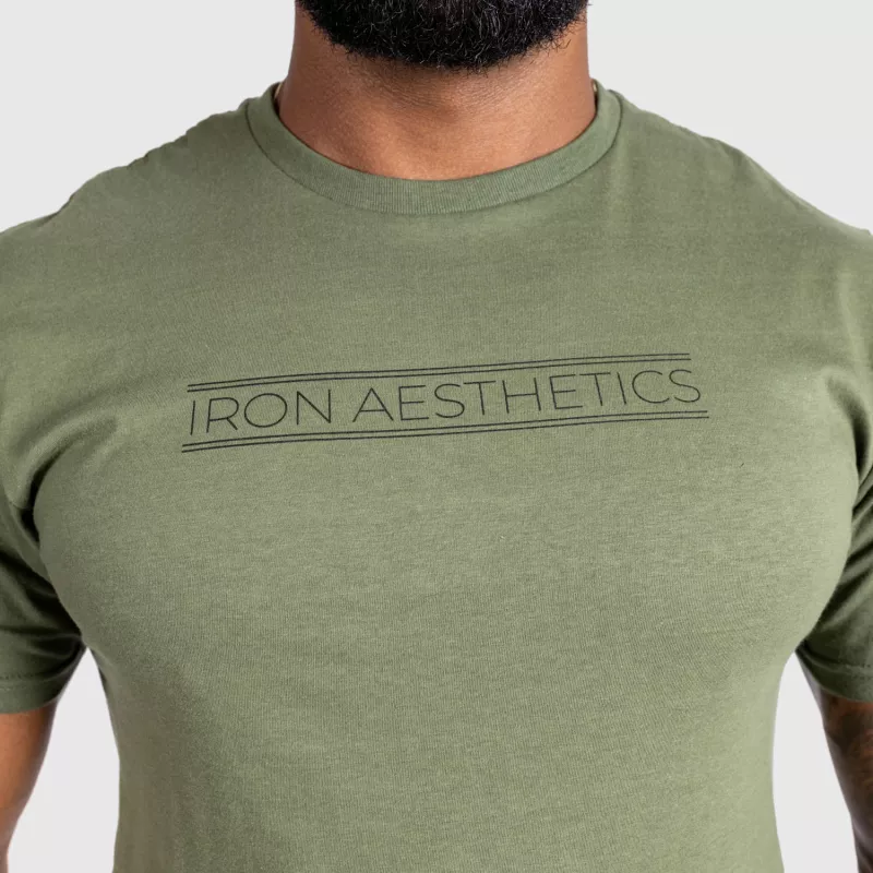 Pánské fitness tričko Iron Aesthetics Glam, vojenská zelená-4