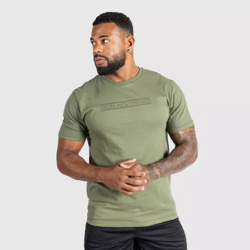 Pánské fitness tričko Iron Aesthetics Glam, vojenská zelená