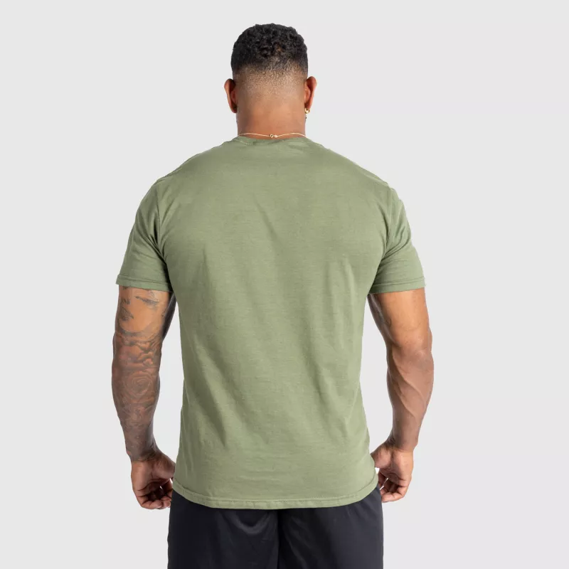 Pánské fitness tričko Iron Aesthetics Glam, vojenská zelená-5