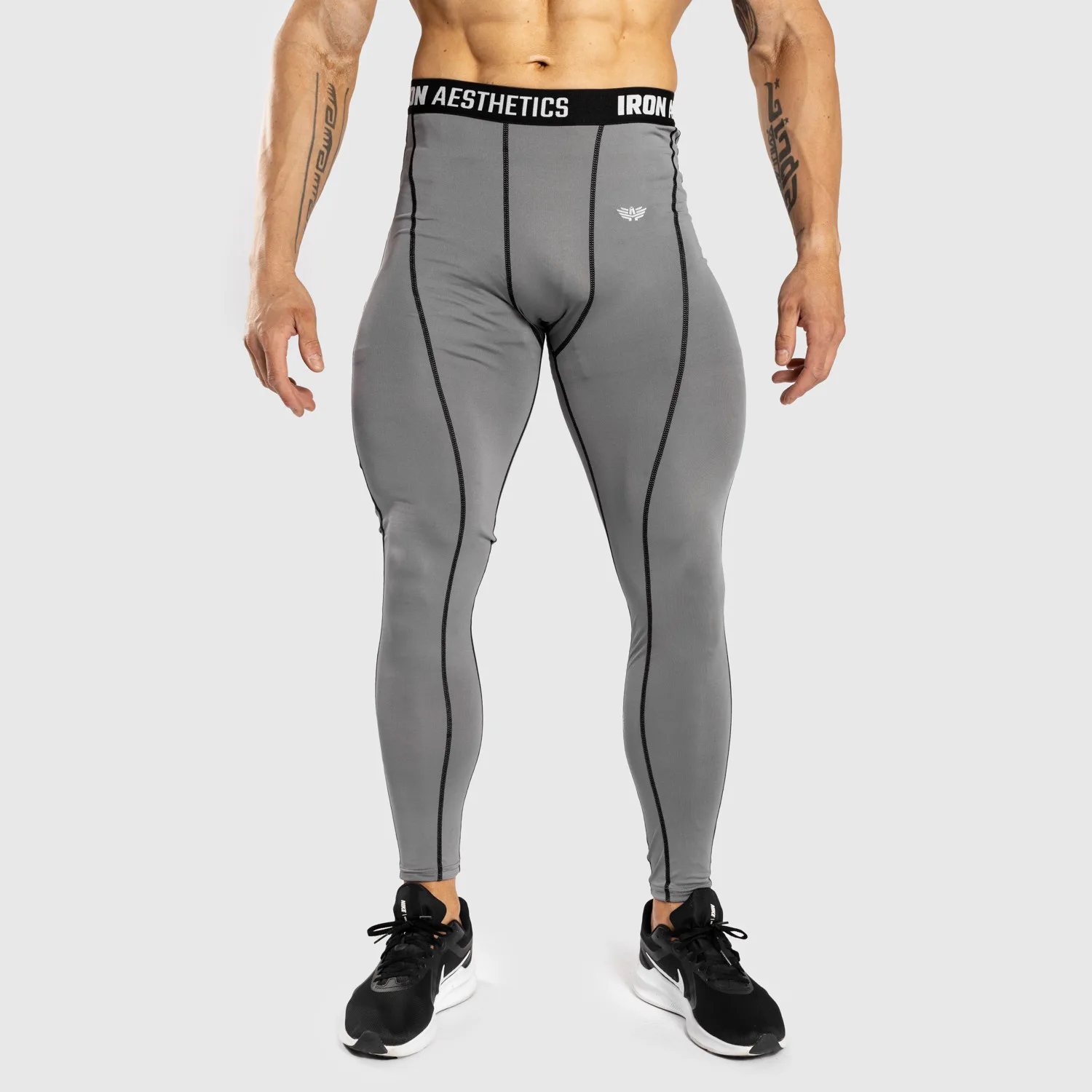 Pánské sportovní legíny Iron Aesthetics Dry Cool, šedé-1