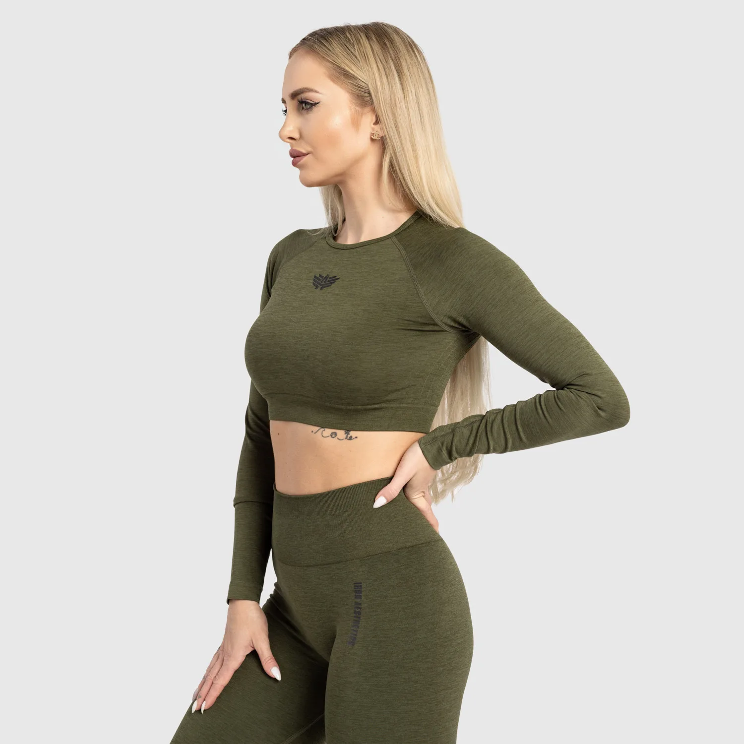 Dámský sportovní crop top Iron Aesthetics Solid, zelený-1