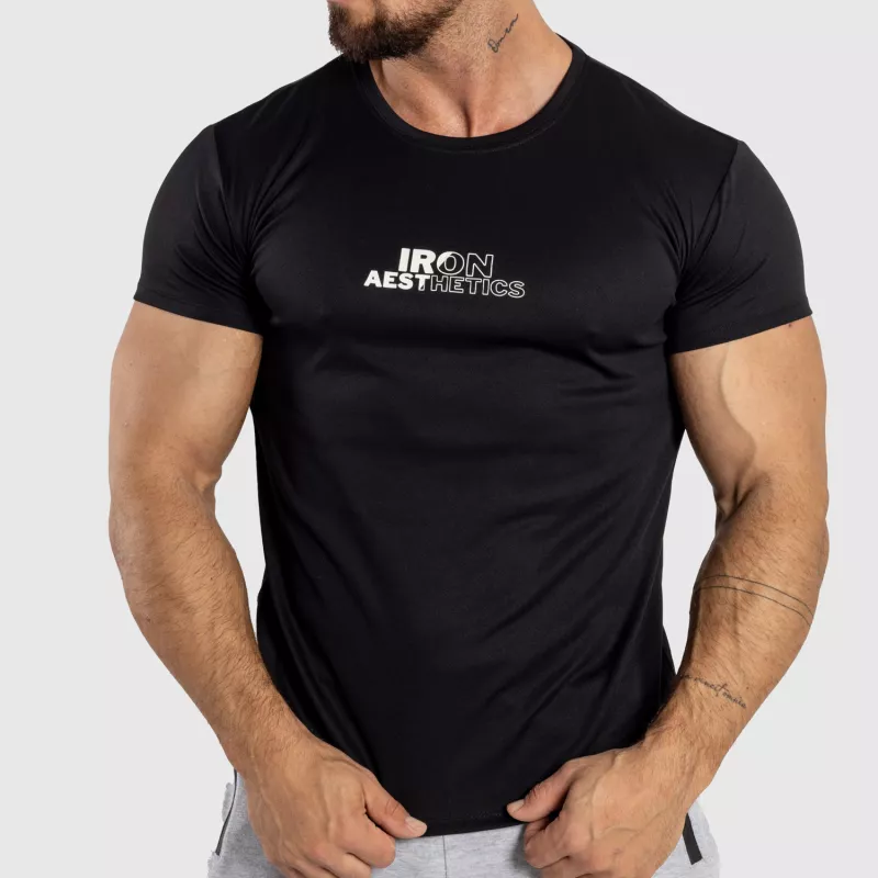 Pánské fitness tričko Iron Aesthetics Split, černé-1