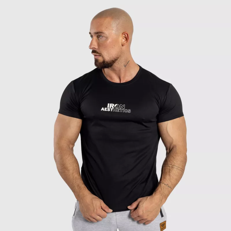 Pánské fitness tričko Iron Aesthetics Split, černé-5