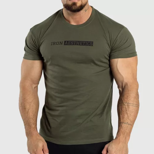Pánské fitness tričko Iron Aesthetics Gym, vojenská zelená