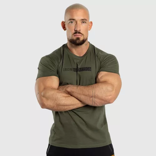 Pánské fitness tričko Iron Aesthetics Gym, vojenská zelená