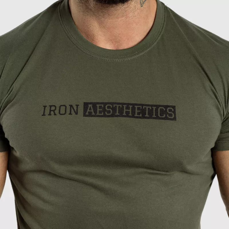 Pánské fitness tričko Iron Aesthetics Gym, vojenská zelená-6