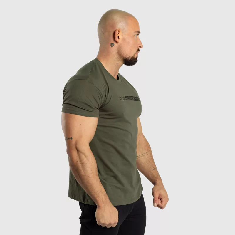 Pánské fitness tričko Iron Aesthetics Gym, vojenská zelená-3